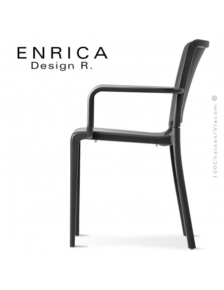 Fauteuil design ENRICA, structure et piétement plastique couleur anthracite, pour extérieur.