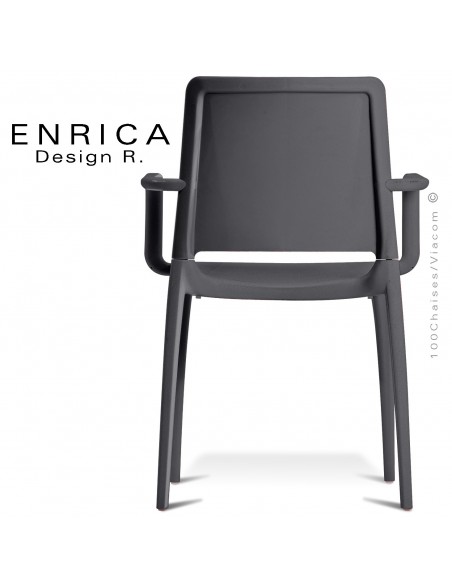 Fauteuil design ENRICA, structure et piétement plastique couleur anthracite, pour extérieur.