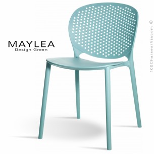 Chaise plastique MAYLEA, idéale pour les terrasses et jardins - Lot de 4 pièces couleur bleu Tiffany..