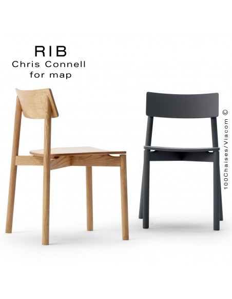 Chaise RIB, piétement en bois de frêne