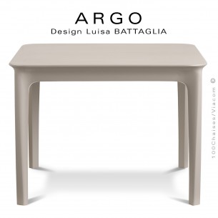 Petite table d'appoint ARGO, structure plastique couleur gris Tourterelle, pour terrasse et extérieur.