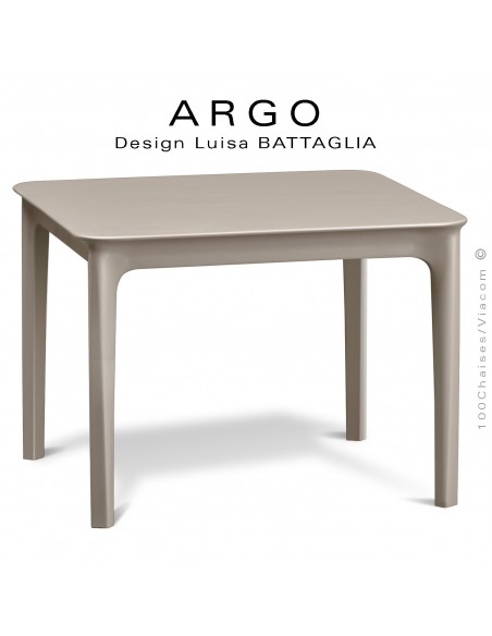 Petite table d'appoint ARGO, structure plastique couleur gris Tourterelle, pour terrasse et extérieur.