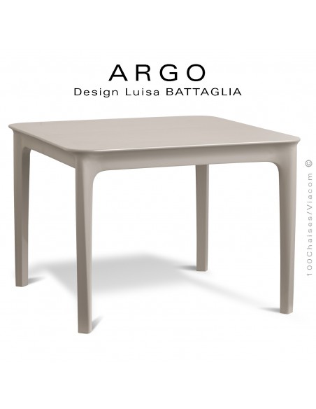 Petite table d'appoint ARGO, structure plastique couleur gris Tourterelle, pour terrasse et extérieur.
