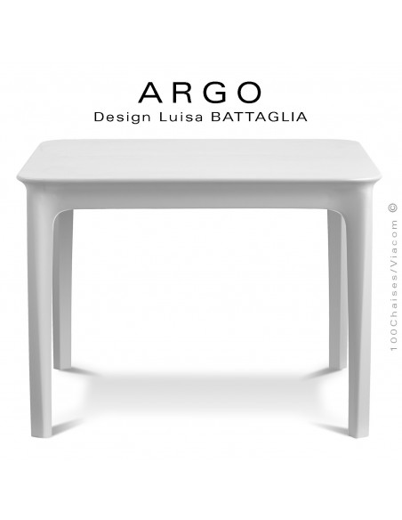 Petite table d'appoint ARGO, structure plastique couleur blanche, pour terrasse et extérieur.