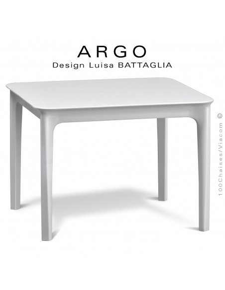Petite table d'appoint ARGO, structure plastique couleur blanche, pour terrasse et extérieur.