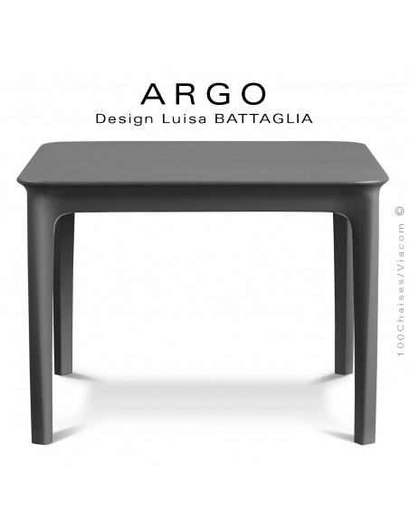 Petite table d'appoint ARGO, structure plastique couleur anthracite, pour terrasse et extérieur.