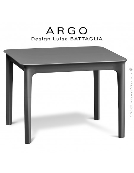 Petite table d'appoint ARGO, structure plastique couleur anthracite, pour terrasse et extérieur.