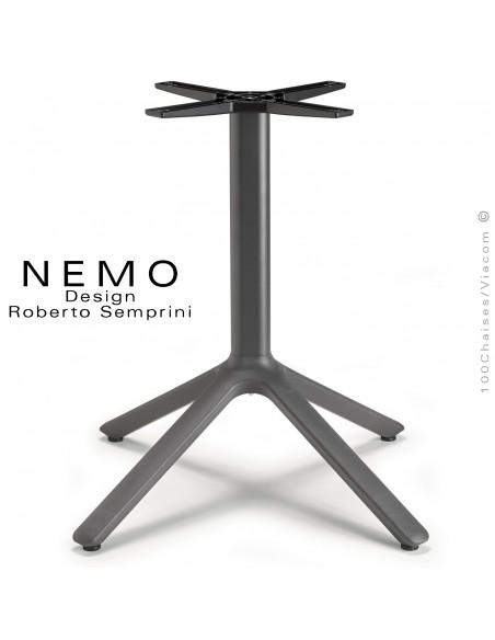 Table NEMO, piétement aluminium peint blanc ou anthracite avec système de fixation plateau.