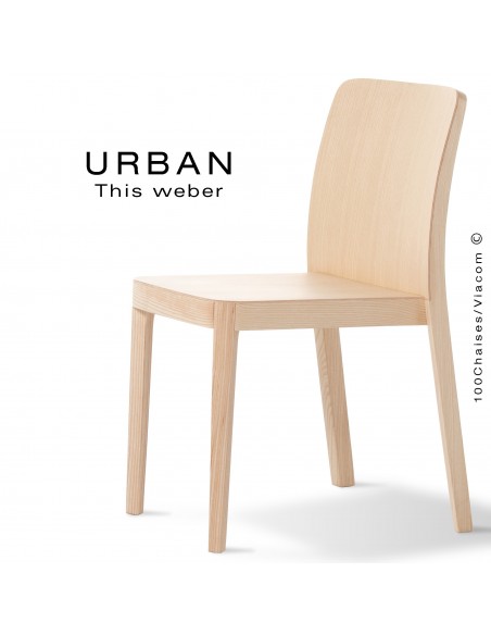 Chaise URBAN, piétement et assise en bois de frêne, teinté naturel