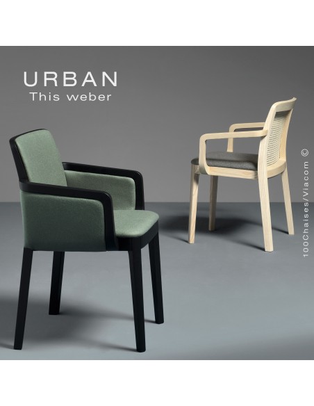Collection URBAN, chaise, fauteuil en bois de frêne, peint ou teiné, simple ou garnie.