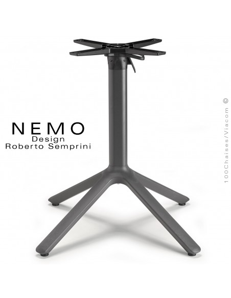 Table NEMO, pour CHR., piétement encastrable aluminium, finition peint anthracite.