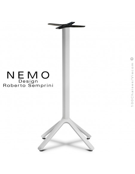 Table mange-debout NEMO, pour CHR., piétement fixe aluminium peint blanc.