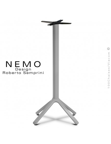 Table mange-debout NEMO, pour CHR., piétement fixe aluminium peint argent.