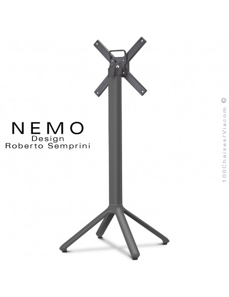 Piétement encastrable et plateau rabattable table mange debout NEMO, peinture anthracite.