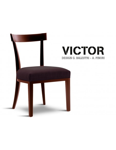 VICTOR chaise en hêtre finition acajou, habillage toile de jute marron 523