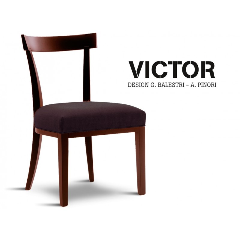 VICTOR chaise en hêtre finition acajou, habillage toile de jute marron 523