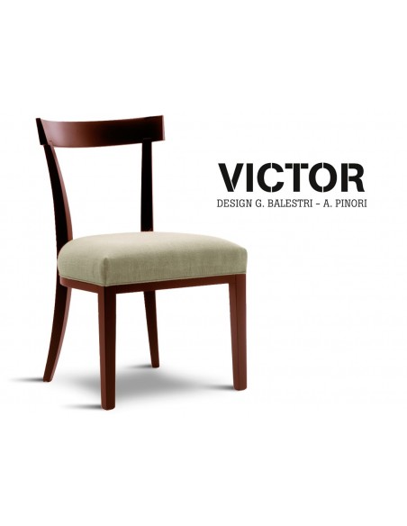 VICTOR chaise en hêtre finition acajou, habillage toile de jute écru 515