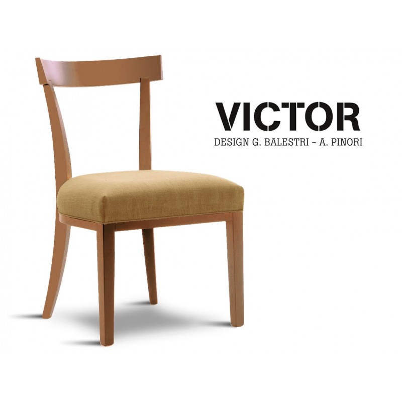 VICTOR chaise en hêtre finition cerise, habillage toile de jute beige 516