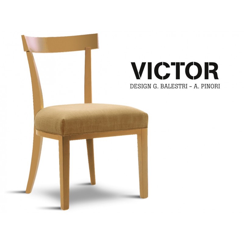 VICTOR chaise en hêtre finition hêtre, habillage toile de jute beige 516