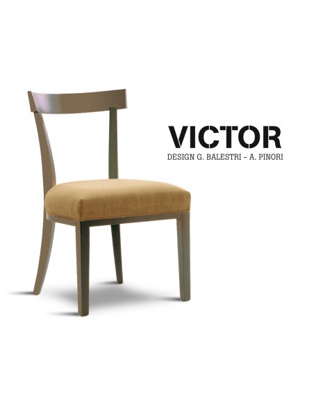 VICTOR chaise en hêtre finition sablé, habillage toile de jute beige 516