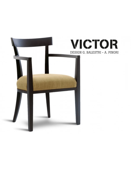 VICTOR fauteuil en bois finition effet lumière, habillage toile de jute beige 516