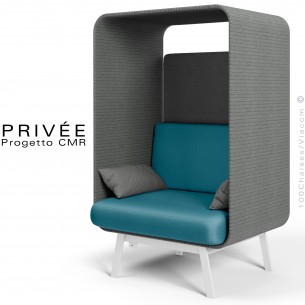 Banquette alcôve PRIVÉE, canopy 538, assise 543, coussin 538, structure blanche.