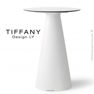 Table TIFFANY, piétement plastique blanc, plateau Ø60cm compact couleur blanc