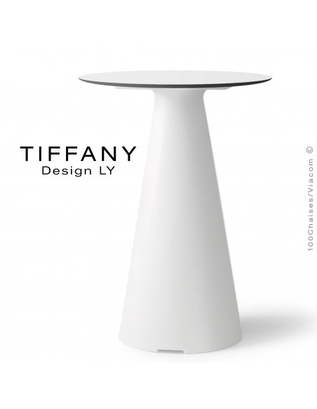 Table TIFFANY, piétement plastique blanc, plateau Ø60cm compact couleur blanc