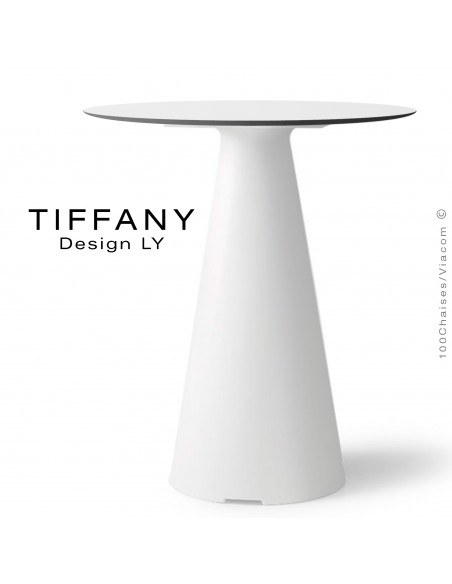 Table TIFFANY, piétement plastique blanc, plateau Ø70cm compact couleur blanc