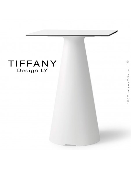 Table TIFFANY, piétement plastique blanc, plateau compact 60x60 couleur blanc