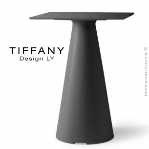 Table TIFFANY, piétement plastique noir, plateau compact 60x60 couleur noir