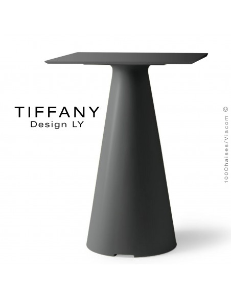 Table TIFFANY, piétement plastique noir, plateau compact 60x60 couleur noir