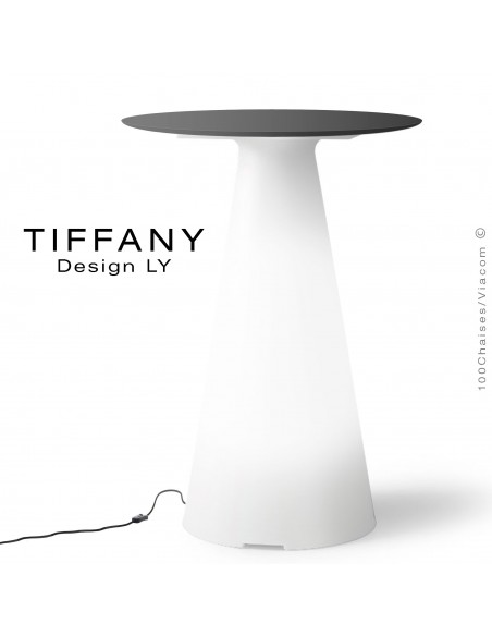 Table TIFFANY, piétement plastique LED lumineux sur prise secteur, plateau Ø60 compact couleur noir