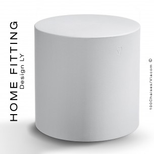 Pouf, table rond HOME FITTING, structure plastique couleur blanc