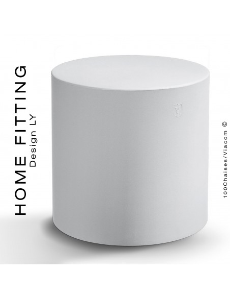 Pouf, table rond HOME FITTING, structure plastique couleur blanc