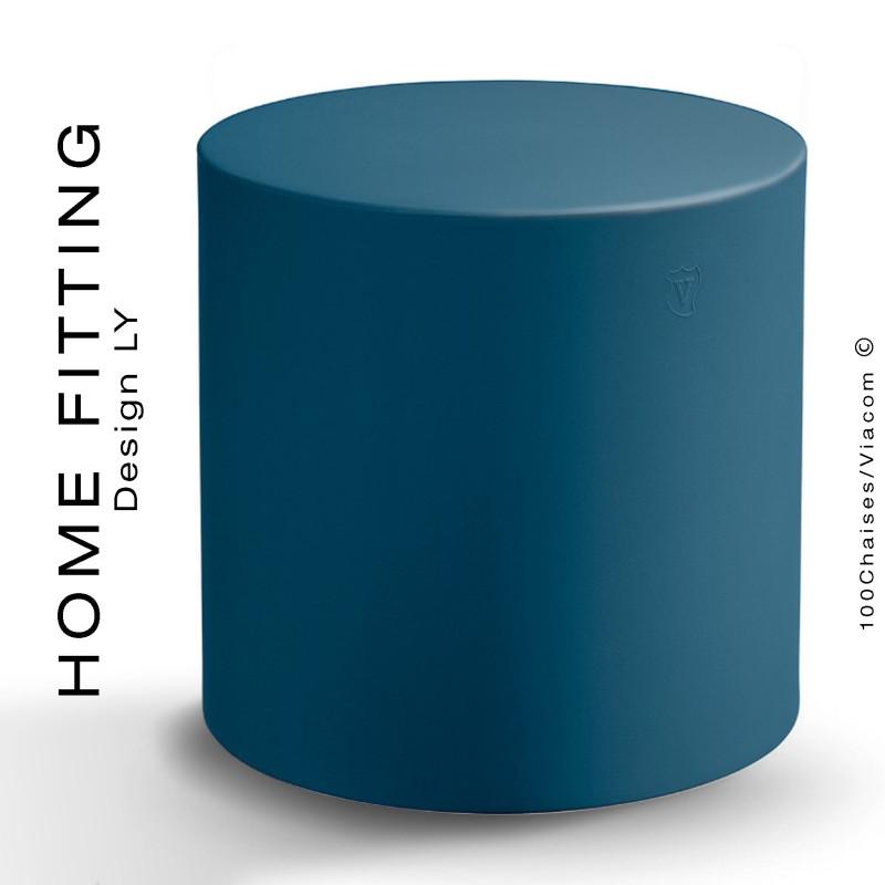 Pouf, table rond HOME FITTING, structure plastique couleur bleu
