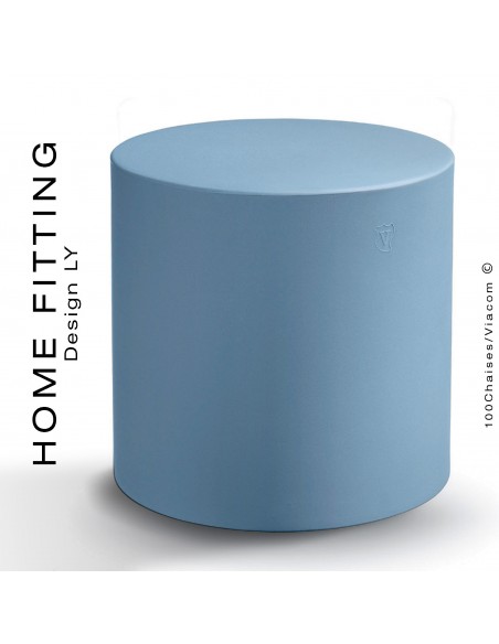 Pouf, table rond HOME FITTING, structure plastique couleur bleu clair