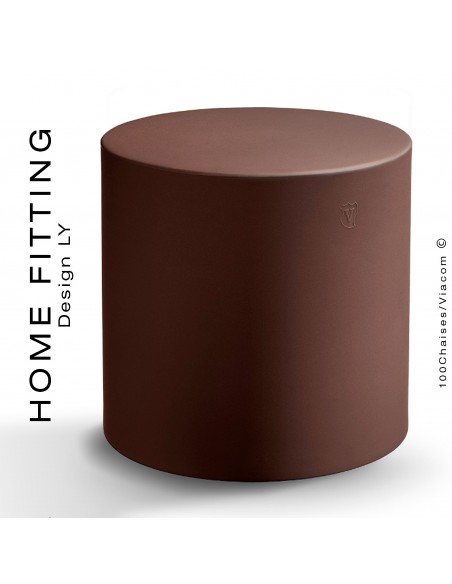Pouf, table rond HOME FITTING, structure plastique couleur brun