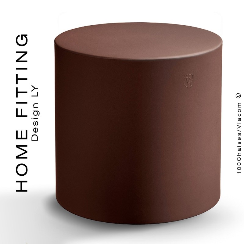 Pouf, table rond HOME FITTING, structure plastique couleur brun
