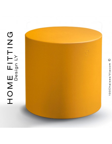 Pouf, table rond HOME FITTING, structure plastique couleur jaune