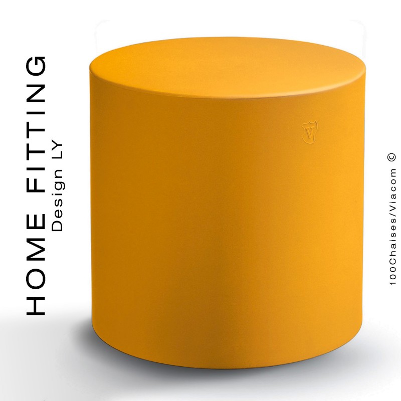 Pouf, table rond HOME FITTING, structure plastique couleur jaune