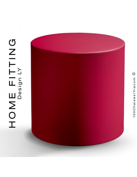 Pouf, table rond HOME FITTING, structure plastique couleur rouge