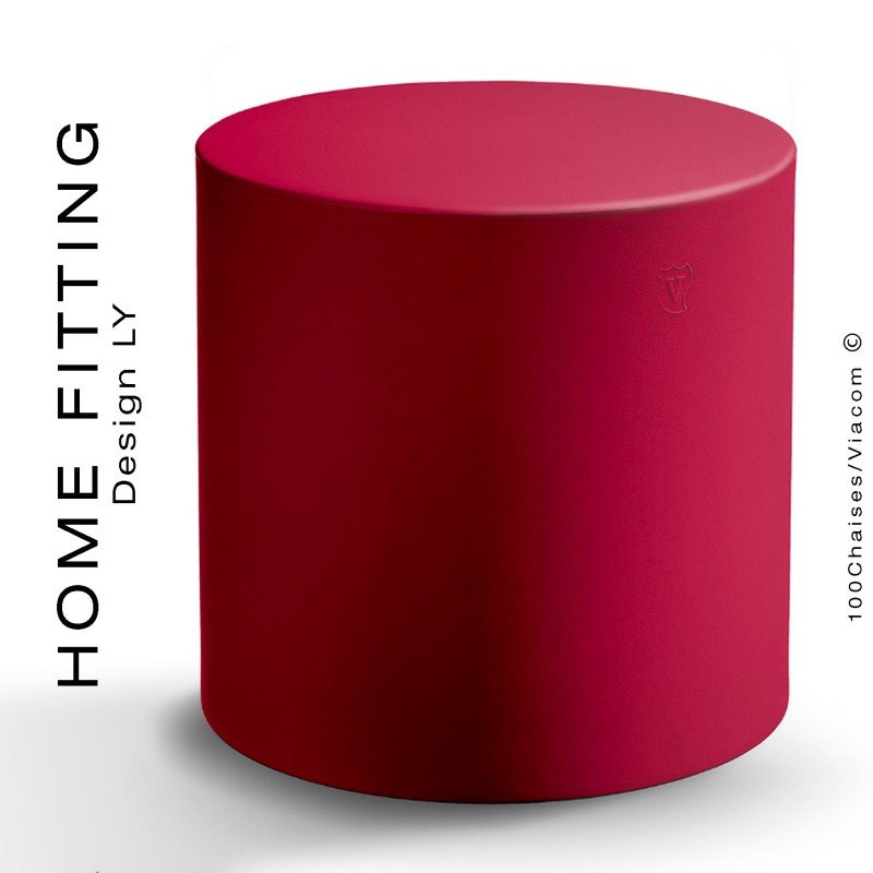 Pouf, table rond HOME FITTING, structure plastique couleur rouge