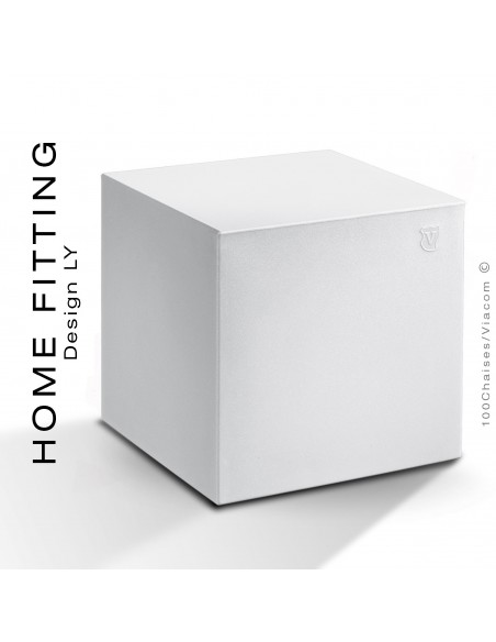Pouf ou table carré HOME FITTING, structure plastique couleur blanc