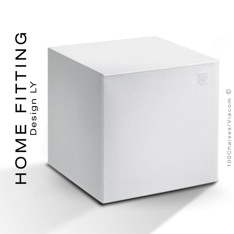 Pouf ou table carré HOME FITTING, structure plastique couleur blanc