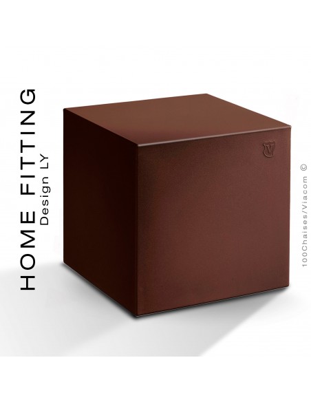 Pouf ou table carré HOME FITTING, structure plastique couleur brun