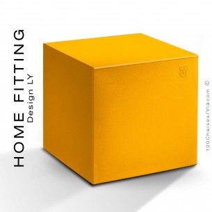 Pouf ou table carré HOME FITTING, structure plastique couleur jaune