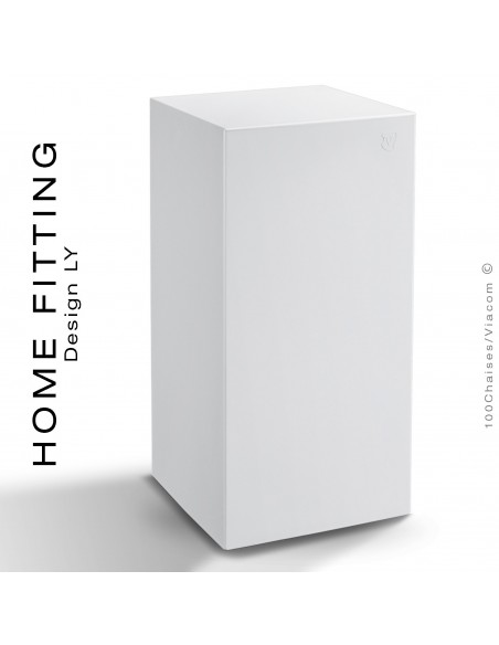 Table haute carré HOME FITTING, structure plastique couleur blanc