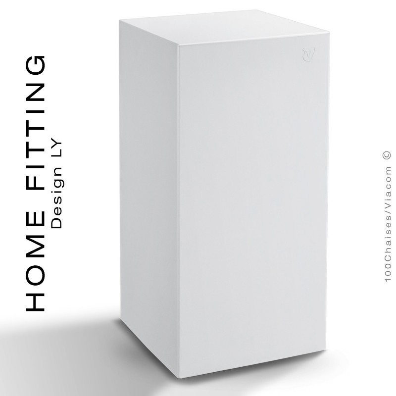 Table haute carré HOME FITTING, structure plastique couleur blanc