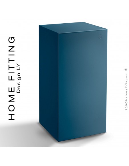Table haute carré HOME FITTING, structure plastique couleur bleu